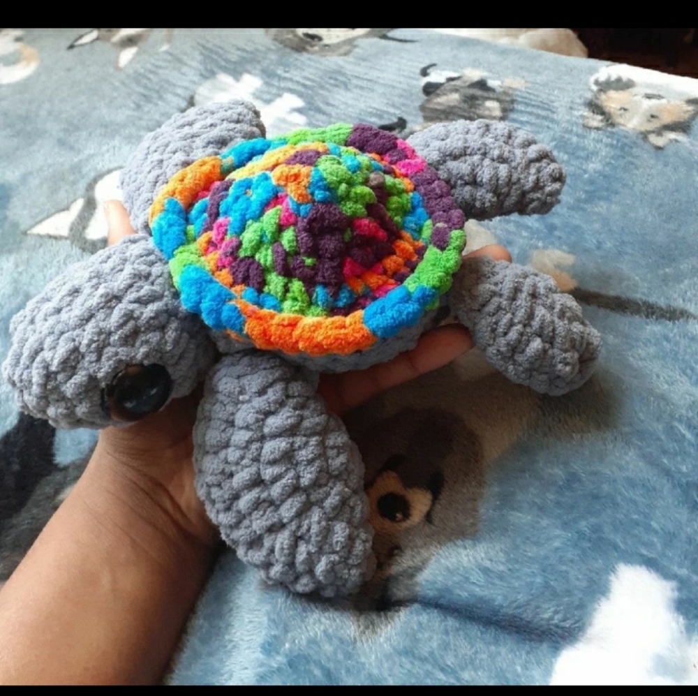 Fluffy crochet turtle